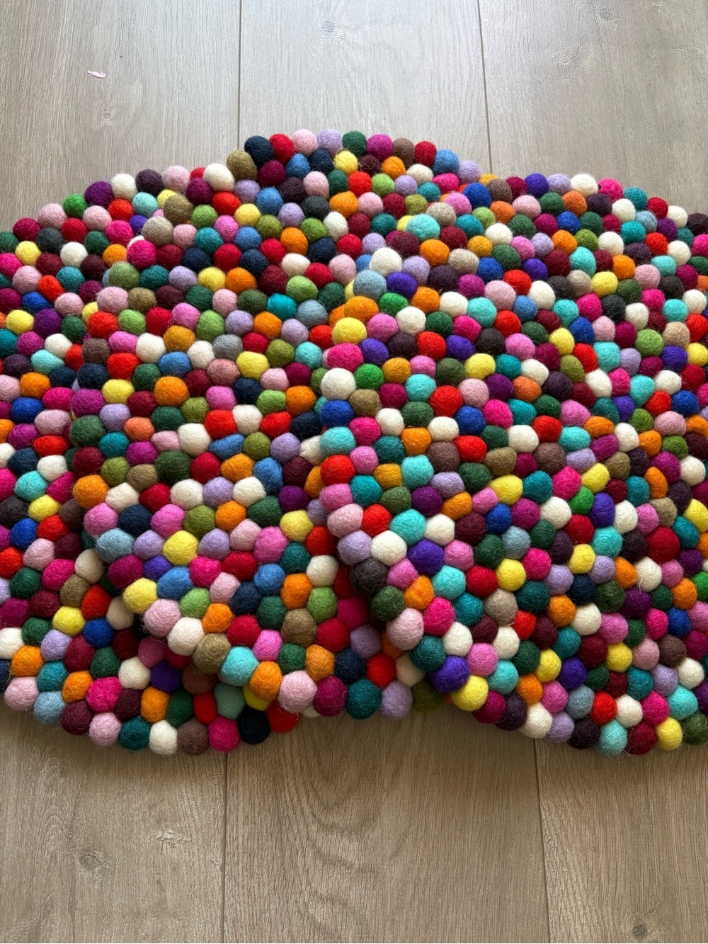 Multicolor wool felt ball chair mat set of 3